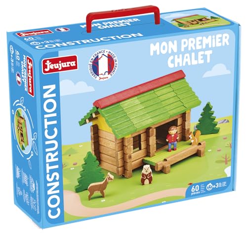 Jeujura – Mon Premier Chalet - Jeu de Construction dans sa Valise en Carton - A partir de 3 Ans - Agilité - Créativité - Manipulation - Catalogue fourni...