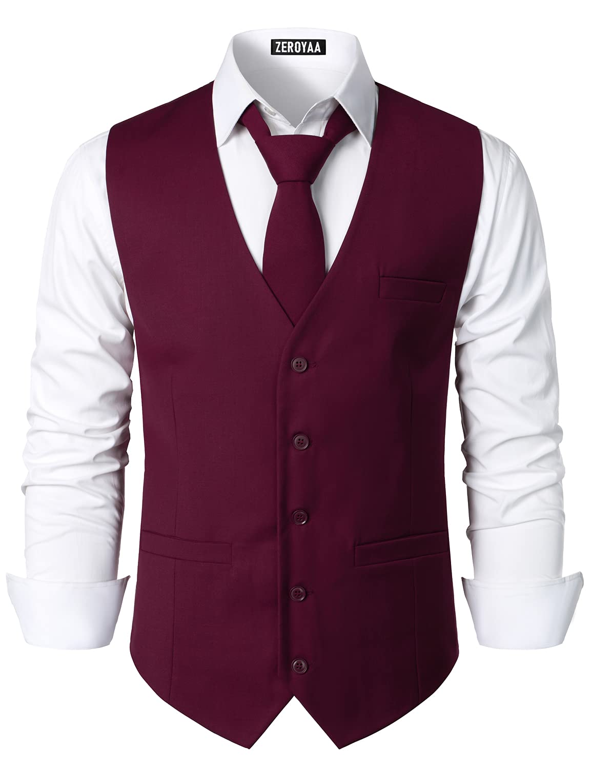 ZEROYAA Men's Urban Design Business Formal Dress Vest