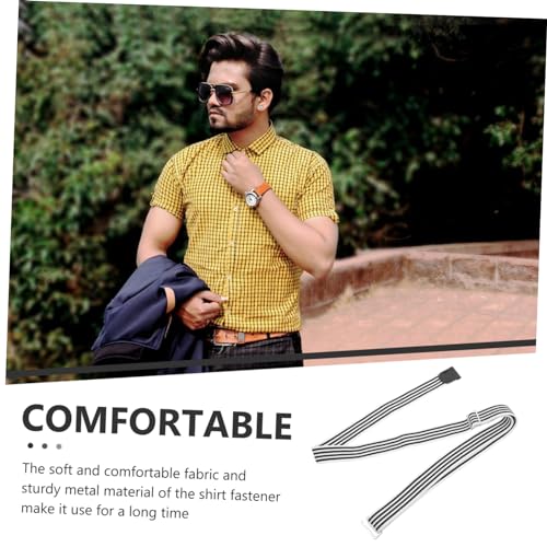 PartyKindom Men Adjustable Shirt Tuck Belt Non- Shirt Holder Neat Look Stripes for Professional Attire and Everyday Wear4