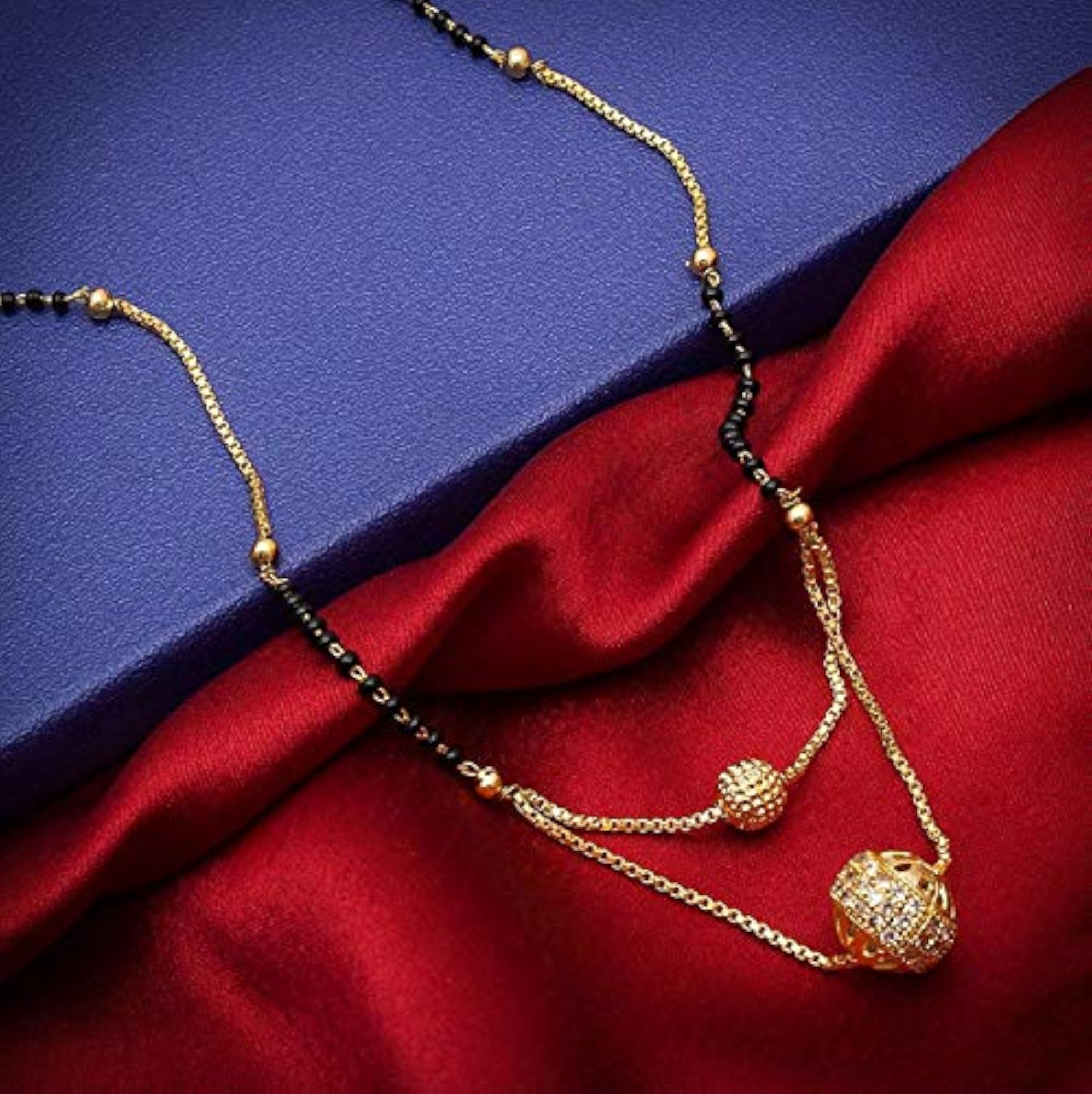 Women's Gold Double Ball Mangalsutra, Traditional Design
