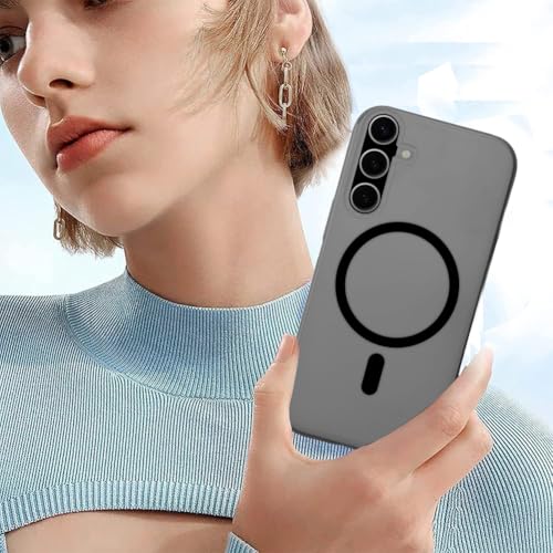 Image of SHINESTAR Back Cover for Samsung Galaxy A17 5G | Frosted Semi-Transparent Slim Case | Only Compatible with Wireless Magnetic Accessories | Hard Back, Matte Finish - Black