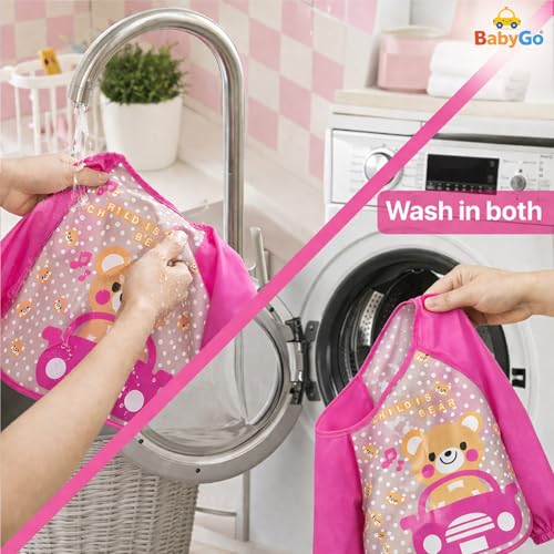 Image of BabyGo Cotton Baby Tie Button Bibs | Soft, Washable Feeding Bibs for Kids, Adjustable, Reusable, Gentle on Skin, Comfortable & Ideal for Mealtime, Perfect for Infants & Toddlers | Multicolor