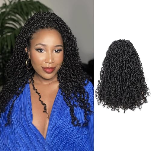 Toyotress Yanky Twist Crochet Hair - 16 Inch 8 Packs (30 Strands/Pcs) Fluffy Spring Mini Twist Passion Twist, Jet Black Pre-Looped Crochet Braids Braiding Hair (16 Inch, 1#-8P)