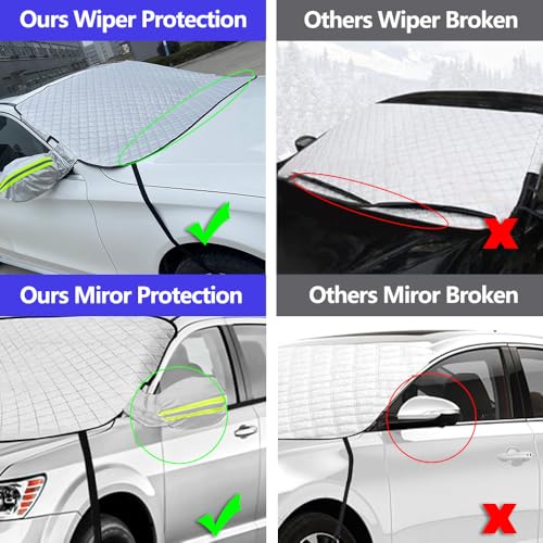 Image of 5-Layer Car Windshield Cover for Ice and Snow, 62x50 in Windshield Ice Snow Cover with 9 Hidden Magnets, Large Windshield Cover Fits for Almost All SUV, Truck, Sedan, Van