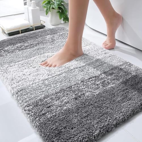 YUTA Bathroom Rugs Mat Extra Soft and Absorbent Microfiber Bath Rugs, Non-Slip Plush Shaggy Bath Carpet, Machine Wash Dry, Bath Mat for Bathroom Floor, Tub and Shower, 51x76cm, Grey