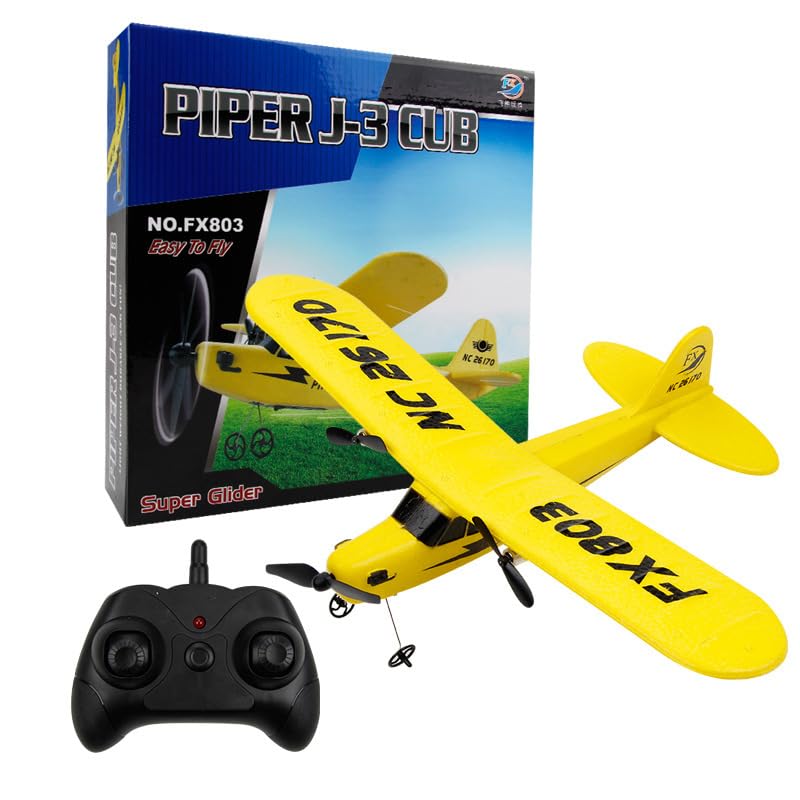 Tsiodot 2.4GHz RC Airplane Glider - 2CH Ready-to-use Foam Airplane Toy, Easy Flying Toy Beginners for Kids and Boys(Yellow)