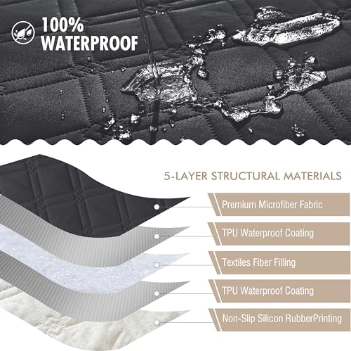 Image of Genina Waterproof Couch Cover, Washable Anti-Slip 51 inch Loveseat Sofa Covers with 2 Cushions, Sectional Couch Covers for Pets Friendly, Sofa Slipcovers for Dogs Cats, (51inch /Charcoal Grey)