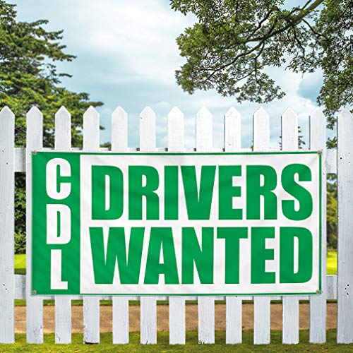 Vinyl Banner Multiple Sizes Cdl Drivers Wanted Auto Car Vehicle B Business Outdoor Weatherproof Industrial Yard Signs White 6 Grommets 36x72Inches