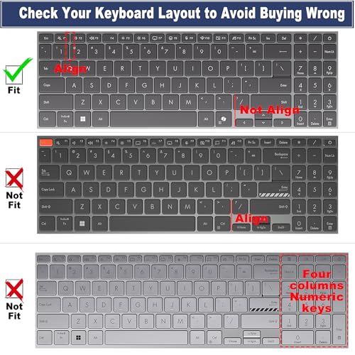 Image of Saco Keyboard Cover Compatible for 2024 ASUS Vivobook S16 OLED S5606MA | ASUS Vivobook S15 OLED S5506 S5507QA Series AI Button Model Laptops - Black