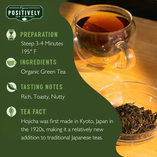 Image of Positively Tea, Organic Hojicha, Green Tea, Loose Leaf, 16 Ounce