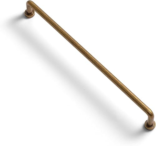 Goo-Ki Paquete de 6 tiradores de barra de gabinete vintage de 10 pulgadas con agujero central de latón retro, manijas de cajón de latón antiguo,