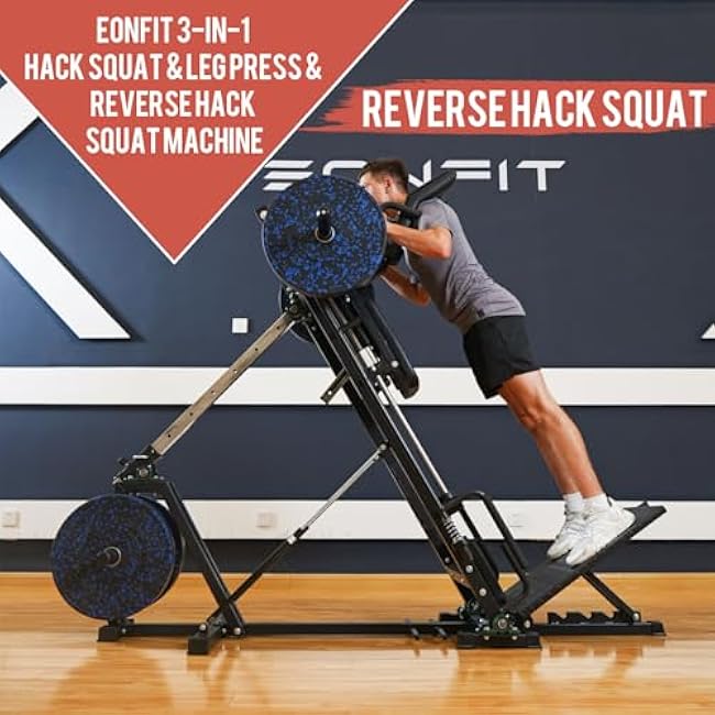 Eonfit EL2 Leg Press Machine for Home Gym, Hack Squat Machines with Linear Bearing 45¡ã (30¡ã~60¡ã Adjustable) Lower Body Strength Training Equipment 1200lbs with Weight Storage
