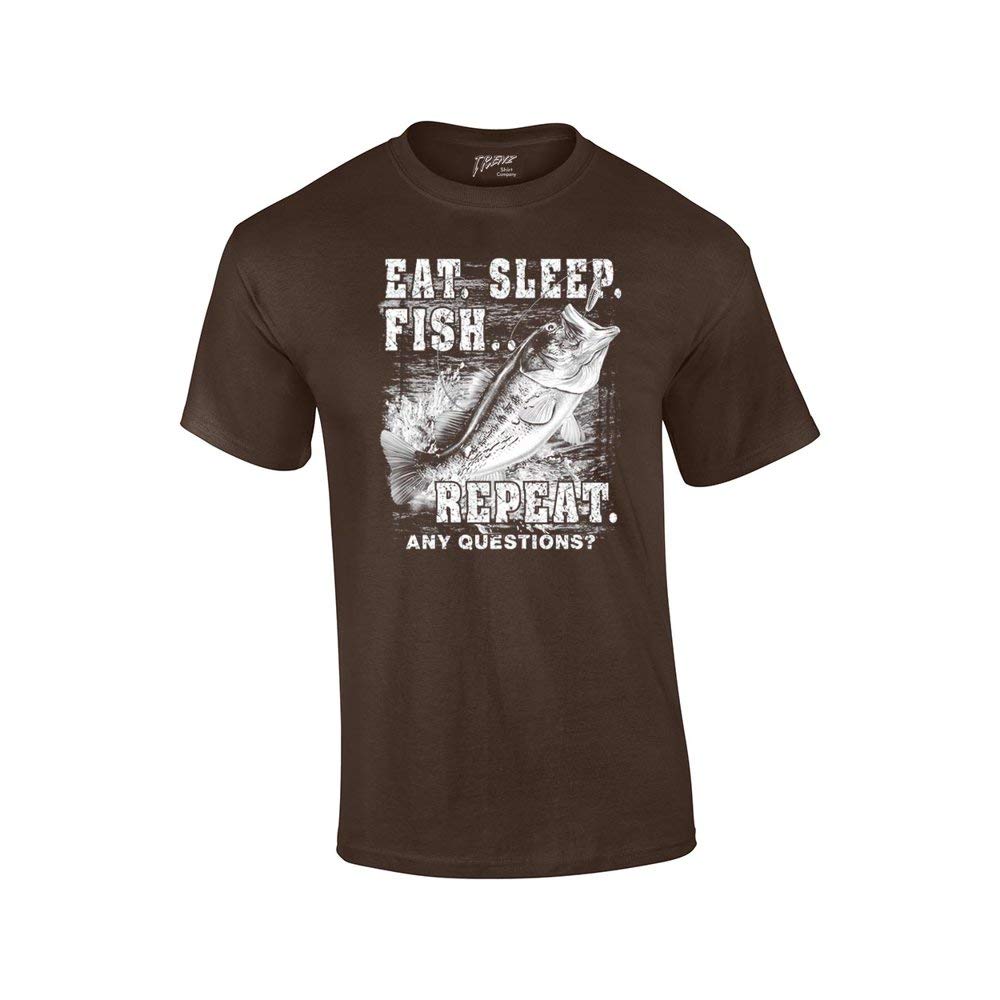 Trenz Shirt CompanyFishing Eat Sleep Fish Repeat Funny Outdoors Novelty Short Sleeve T-Shirt Fisherman Bass Trout Catfish Crappie Walleye