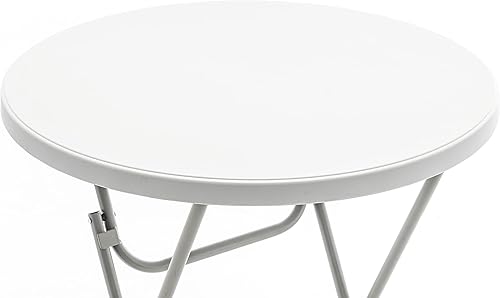 Miniatura 5 de BTEXPERT Blanco 32 pulgadas redonda 43 pulgadas de altura de la barra de granito plegable de plástico portátil para banquetes comerciales mesa de