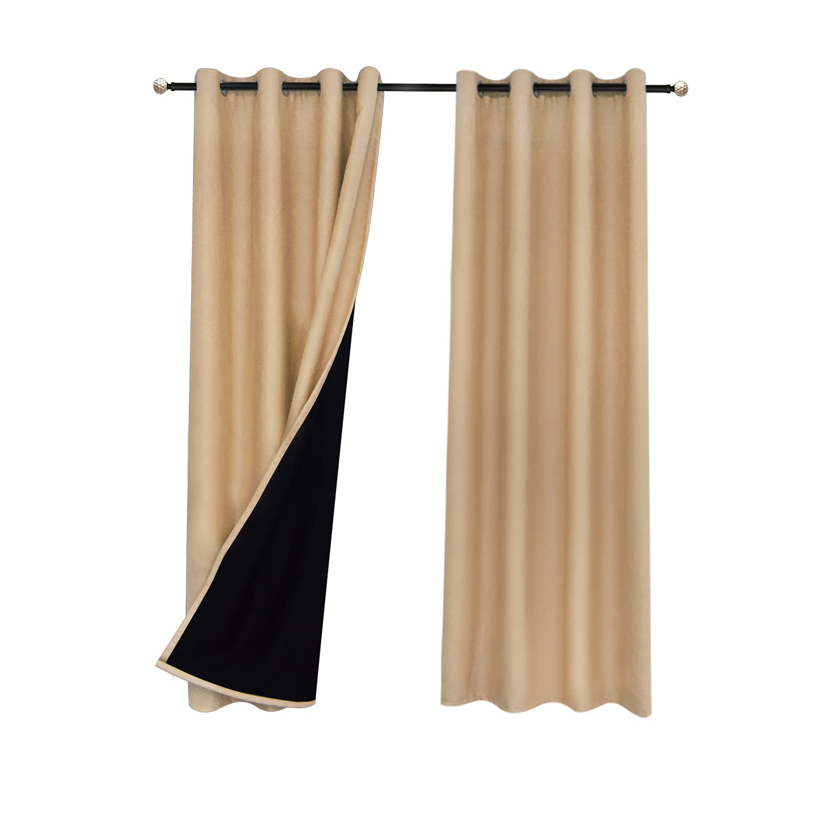 Rideaux occultants contre la lumière du jour chambre beige noir 130x213 cm