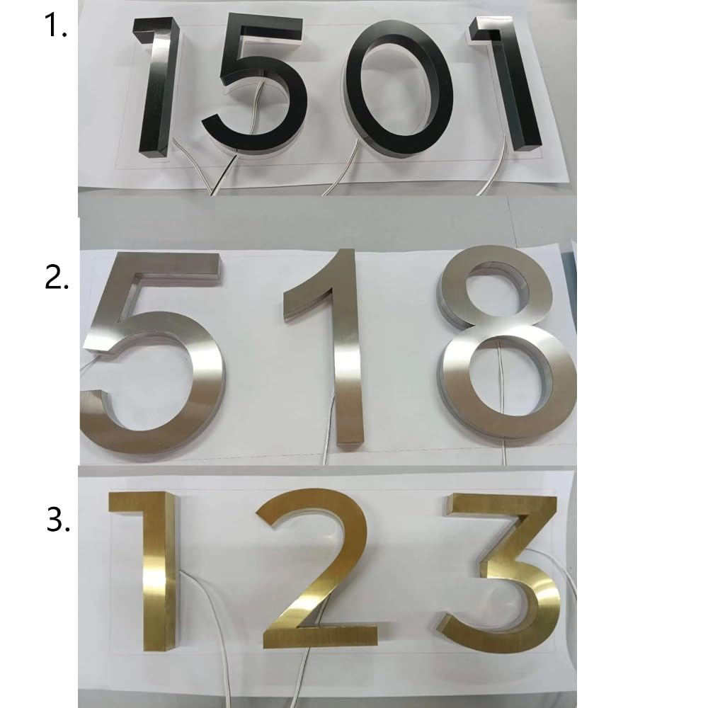 Numeri civici a LED personalizzati Targhetta con numeri civici in metallo con lettere LED in metallo per negozi e indirizzi (30 cm)