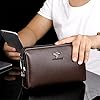 TIANHONGDAISHU Cowhide Mens Clutch Bag Handbag Leather Zipper Long Wallet Business Hand Clutch Phone Holder Password Lock Men's Large Capacity Folder Bag (Brown) #2
