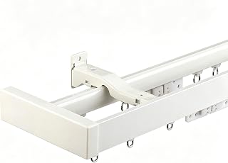 Wall Mount Double Curtain Track Heavy Duty Dual Rod for Windows