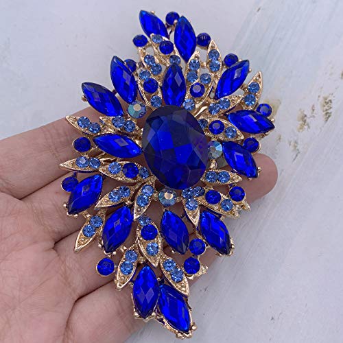 Image of SELOVO Big Large Leaf Brooches and Pins Scarf Decoration Gold Tone