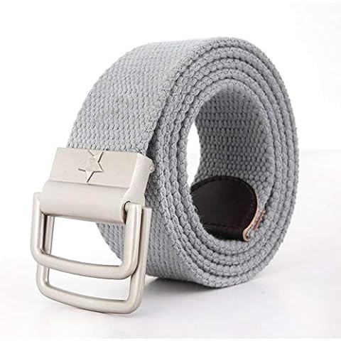 WOFDDH Canvas Belt, Men Women Casual Canvas Belt Fashion 3D Five Rays Star Double Ring Buckle Cccp Soviet Sign Army Military Belts Jeans Wild Waistband,Gray,160Cm Cover