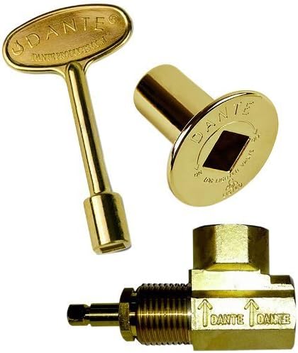 Dante Products Combo Pack with Angled 1/2-inch Globe Valve, Polished Brass Floor Plate and 3-inch Key by Dante Products