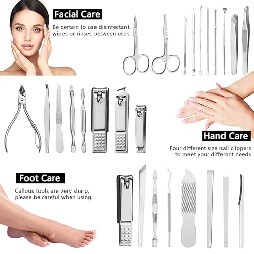 Image of Kamz Pedicure Kits - Callus Remover for Feet, 23 in 1 Professional Manicure Set Pedicure Tools Stainless Steel Foot Care, Foot File Foot Rasp Dead Skin for Women Men Home Foot Spa Kit, Blue