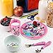 Zak Designs Disney Kids Dinnerware Set Includes Plate, Bowl, Tumbler and Utensil Tableware, Made of Durable Material and Perfect for Kids (Minnie & Daisy, 5 Piece Set, BPA-Free)