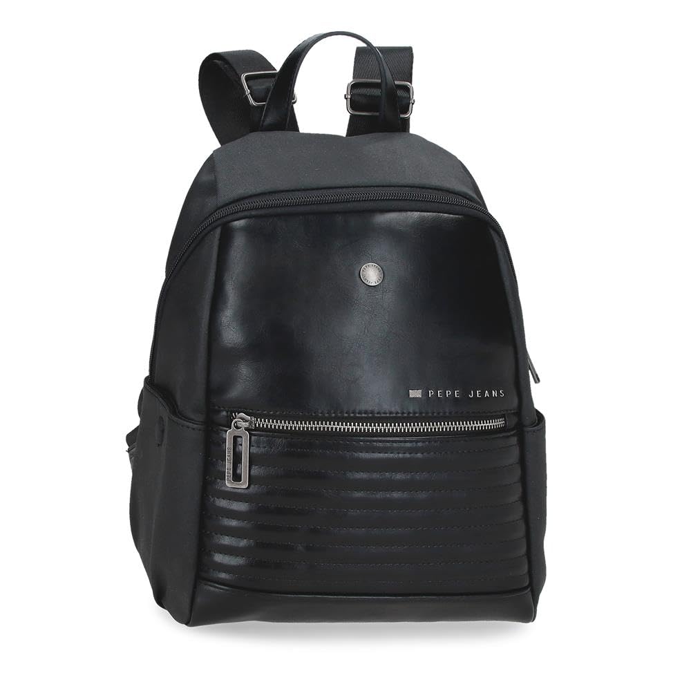 Pepe Jeans Biker Laptop-Rucksack, aus Polyester mit Kunstlederdetails., Breite, ergonomische und gepolsterte Träger, die sich perfekt an den Rücken anpassen, von Joumma Bags