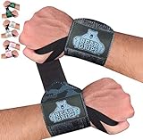 Bear Grips Extra Strength Weight Lifting Wrist Wraps | Wrist Straps for Weightlifting Men and Women | Wrist Support Brace for Wrist Pain Relief, Lift More Weight for Bench, Gym, Powerlifting 12' & 18'