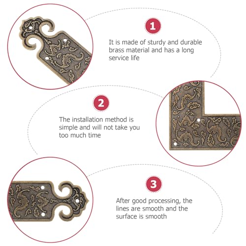 Image of Decorative Corner Protectors 2Pcs Brass Furniture Corner Guards L Shape Retro Embossed Cabinet Edge Protectors for Tables Jewelry Boxes