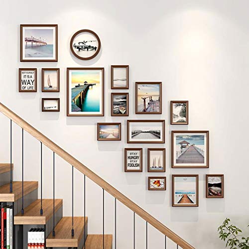 LLF Bilderrahmen Treppe Multi Holz Bilderrahmen Collage Bilderrahmen Wanddekoration Kit 18-Pack for Treppen Und Heim