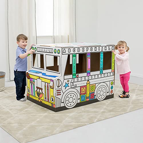 Bankers Box at Play School Bus Cardboard Playhouse and Craft Activity for Kids