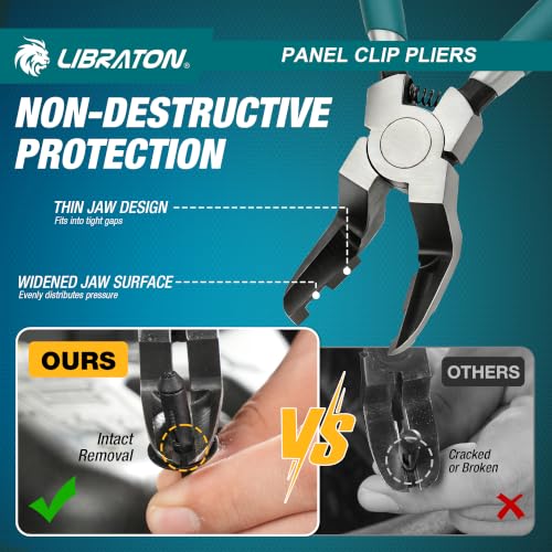 Image of Libraton Panel Clip Pliers, Diagonal Cutting Pliers, Clip Removal Tool | Automotive Door Panel Removal Tool, Flush Cut Pliers Auto Plastic Trim Fastener Removal Tool, Rivets Pry Clip Puller Tool