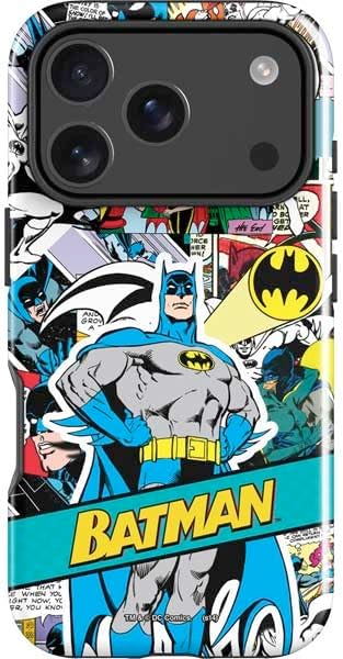 Skinit Impact Phone Case Compatible with iPhone 17 Pro Max - Officially Licensed DC Comics Batman Vintage Pose Collage Art Design