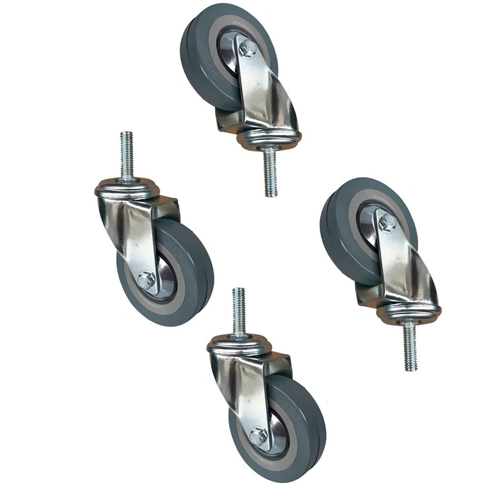 GYRAZXS 4 Heavy Duty Swivel Castors 240 350 kg M10 M12 Threaded Transport Wheels with Brake & Handle 75mm Furniture Casters for Pallets & Furniture (Color: 4 Swivel)