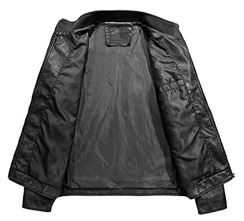 Image of WULFUL Men's Stand Collar Leather Jacket Motorcycle Lightweight Faux Leather Outwear