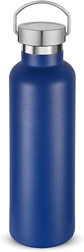 Volhoply Botella de agua de boca estándar aislada de 24 onzas con tapa combinada de plástico y acero inoxidable, 304 188 de doble pared aislada al