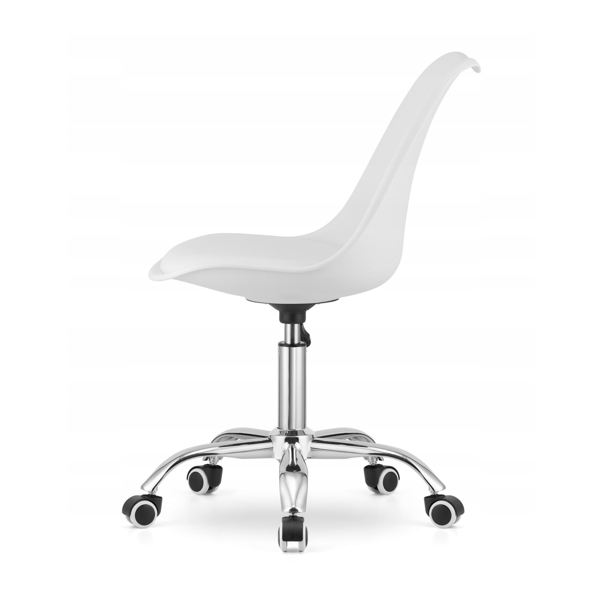 Pack 2 Silla de Oficina Blanca con Ruedas Giratorias, Altura Regulable 70-91 cm, Asiento Acolchado de Espuma y Respaldo Ergonómico, Tapizado PVC Fácil de Limpiar, para Escritorio, Estudio y Trabajo