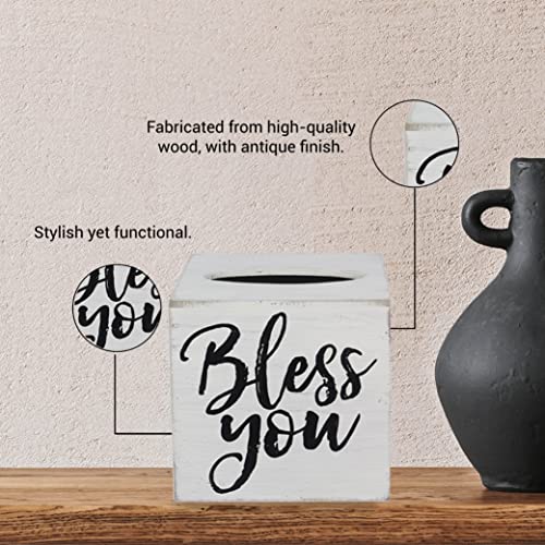 Youngs-Inc-Wood-Bless-You-Tissue-Box-Cover-Tissue-Holder-for-Farmhouse-Bathroom-Decor-Charming-Rustic-Bathroom-Decor-6-L-x-6-W-x-6-H Youngs Inc Wood Bless You Tissue Box Cover Tissue Holder for Farmhouse Bathroom Decor Charming Rustic Bathroom Decor 6 L x 6 W x 6 H
