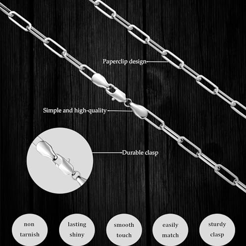 Mbw Simple Silver Paperclip Choker Necklace, Sterling Silver Dainty Chain Necklaces For Women Trendy 16In Thin Minimalist Aesthetic Link Necklace Jewelry Gifts Summer Necklace For Women thumb #4