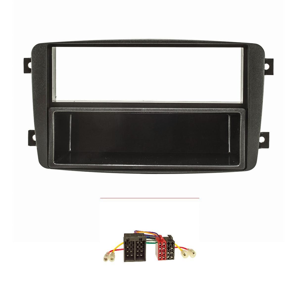 tomzz Audio 2434-007 Radioblende Set kompatibel mit Mercedes C-Klasse W203 S203 CL203 CLK C209 A209 Viano Vito schwarz mit Radiioadapter ISO