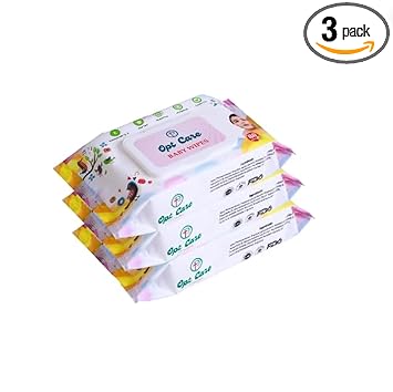 OptCare Baby Wet Wipes Gentle Wipes for Sensitive Skin Enriched with Aloe Vera & Vitamin E | Dermatologically Tested & Paraben-Free with Easy-Open Lid - 80 Wipes (Pack of 3)