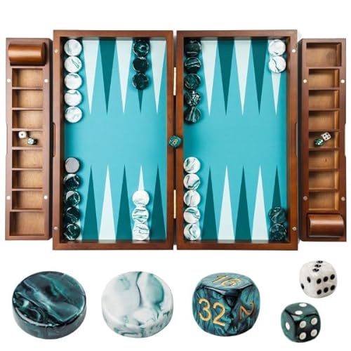 Pointworks PW 20" DARK WALNUT GREEN BACKGAMMON 20 Inch Large Backgammon Sets cover