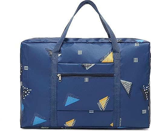 Fanwill Frontier Spirit Airlines Personal Item Bag 18x14x8 Inches Foldable Travel Duffels Underseat Tote Carry on Luggage Overnight Bags for Women and Men n (Geometry Blue3)