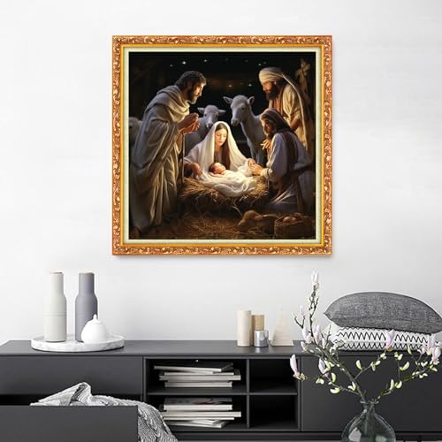 Image of Joyhoor Cross Stitch Kits for Beginners Stamped Cross-Stitch Supplies Needlework preprint Embroidery Kits for Adults DIY Needlepoint Kits Embroidery Patterns 11CT-Nativity 18.x18 inch