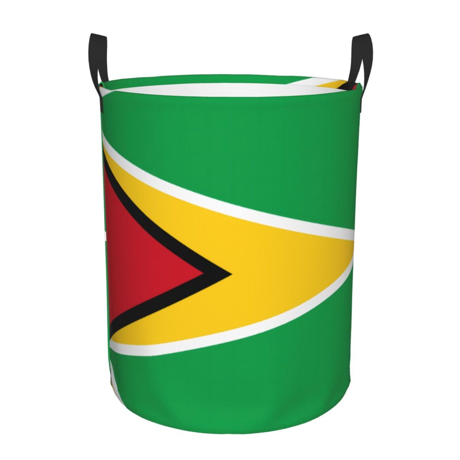 M Circular Hamper – Collapsible Flag of Guyana Print Laundry Basket