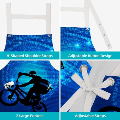 Tablier de cuisine avec 4 broches et imprimé cycliste original taille One Large - 4