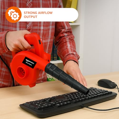 Image of Amazon Basics 700W Air Blower | 15000 RPM | Variable Speed with Heavy Duty Copper Armature | Multipurpose Dust Cleaner for Home, Car & Garden | ABS Body | Red