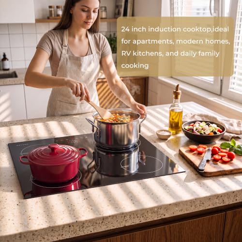 Image of Noxton 24 Inch Induction Cooktop, Built-in 4 Burners Induction Stovetop
