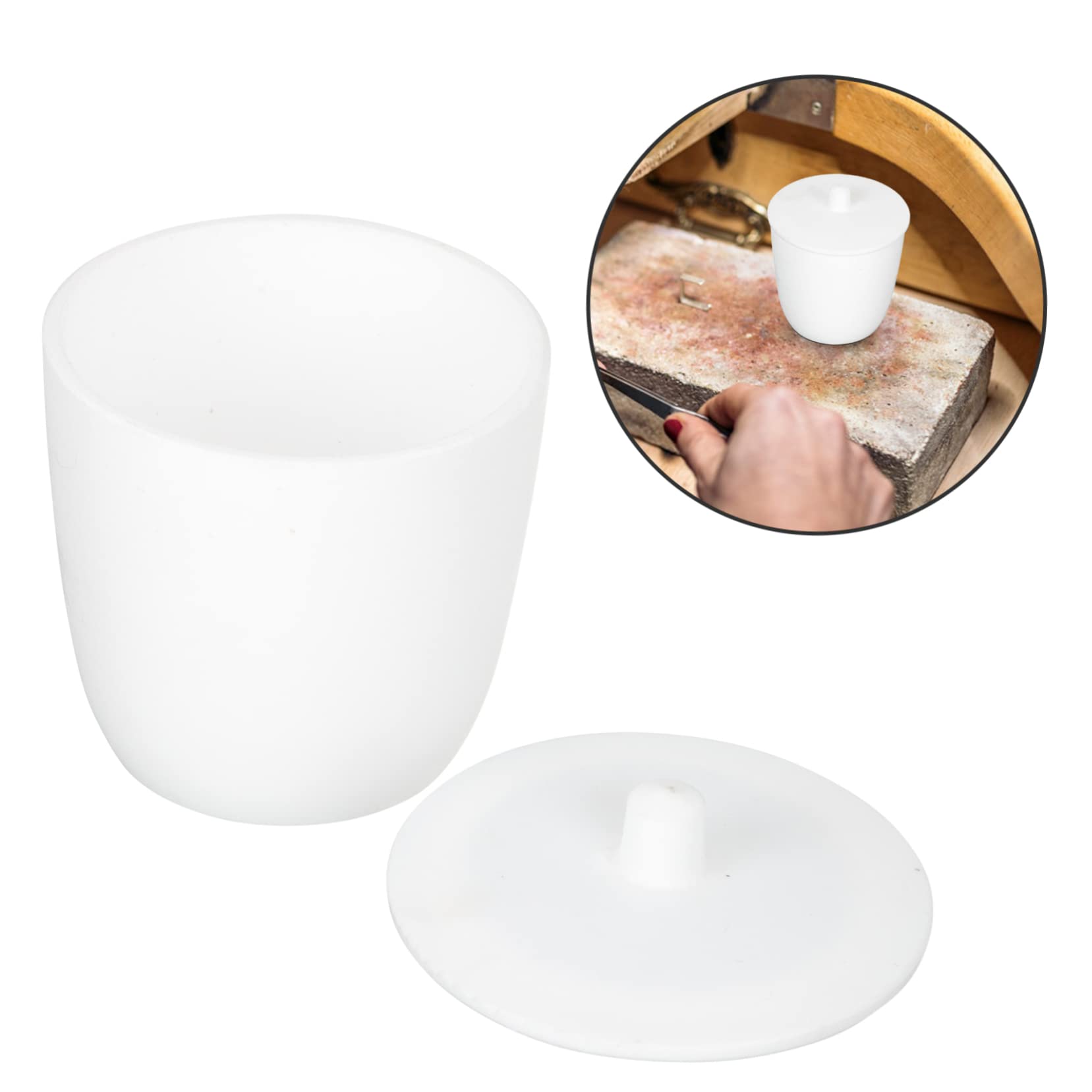 NAMOARLY 2pcs Professional Lab Crucible PTFE Crucible Lid 100ml Metal Melting Kit